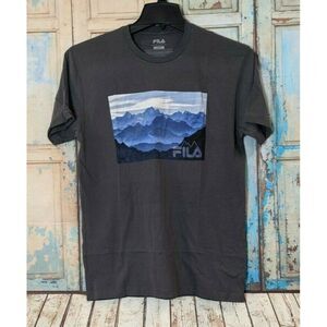 Fila Mens Medium Gray Short Sleeve Crew Neck Mountain Vista Graphic T Shirt